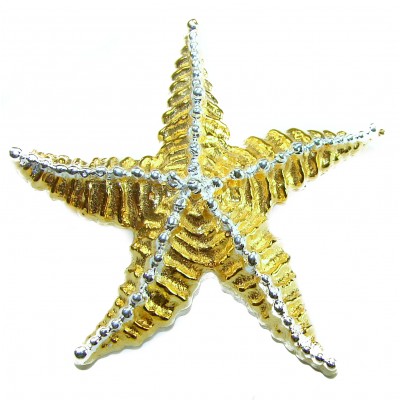 Large Italy made Starfish 18K Gold over .925 Sterling Silver handmade Pendant - Brooch