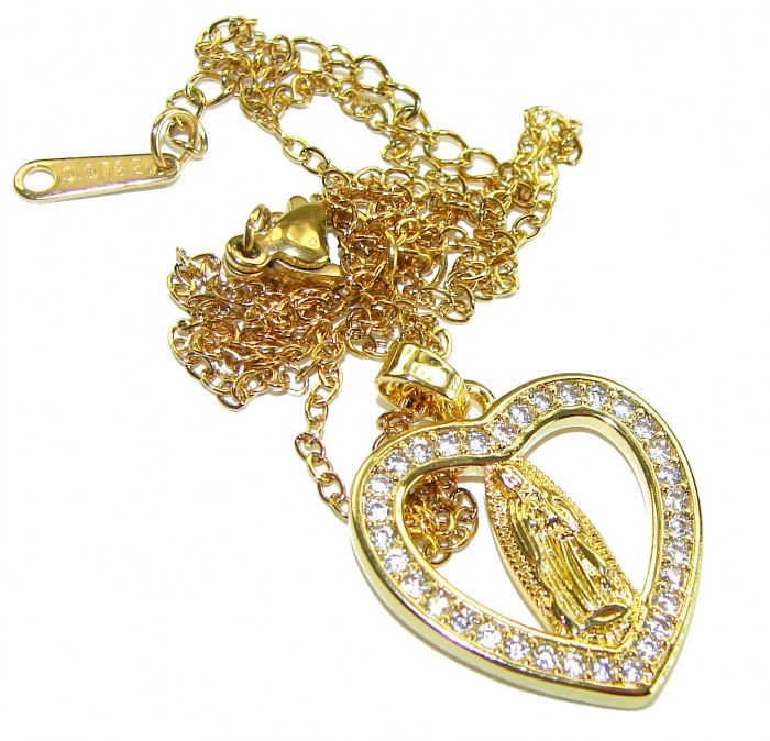 Holy Mary - Vintage design - 10K Gold over 925 Sterling Silver handcrafted Necklace