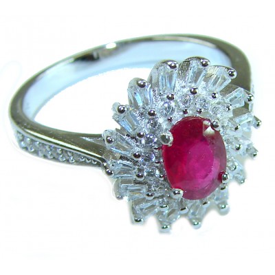 Spectacular Authentic 9.3 carat Ruby .925 Sterling Silver handmade Cocktail Ring s. 8