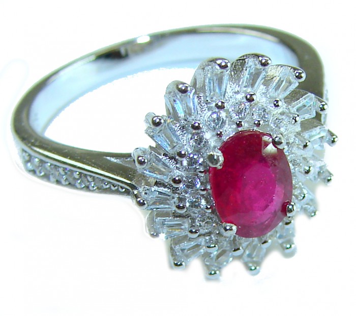 Spectacular Authentic 9.3 carat Ruby .925 Sterling Silver handmade Cocktail Ring s. 8