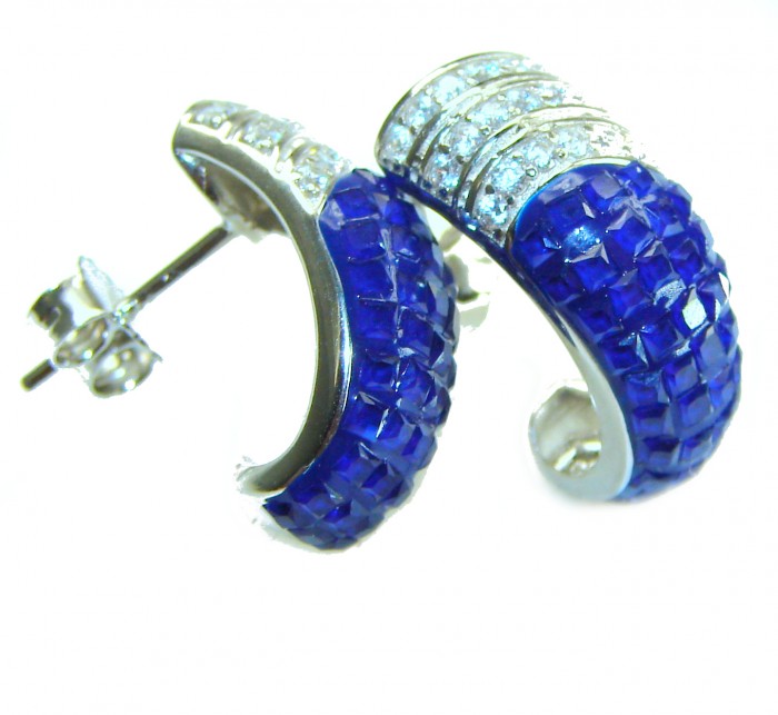 Blue Royalty 7.2 carat Sapphire .925 Sterling Silver .925 Sterling Silver Statement earrings