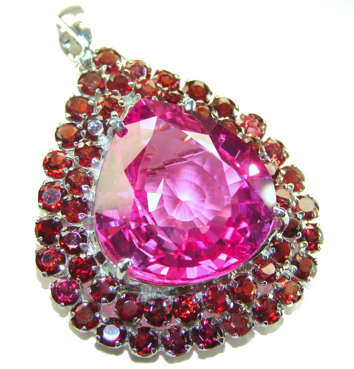 Penelope - 19.5 carat Pink Sapphire .925 Sterling Silver handmade Pendant Brooch - video