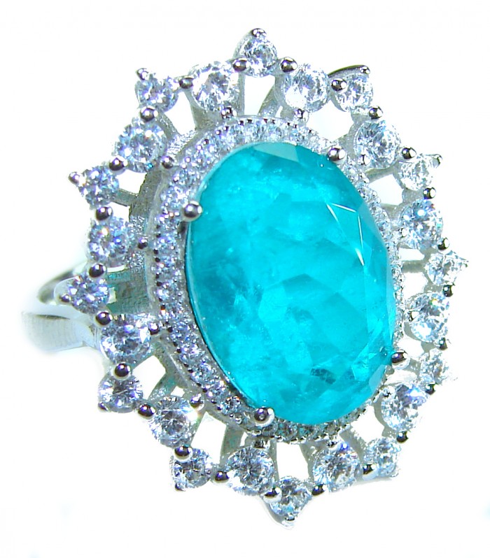 Born to Glam authentic 9.8 carat Colombian Emerald .925 Sterling Silver handcrafted Statement Ring size 6 1/2