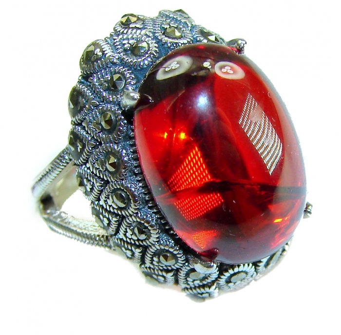 Spectacular Authentic 22.5 carat Ruby .925 Sterling Silver handmade Cocktail Ring s. 8 - video