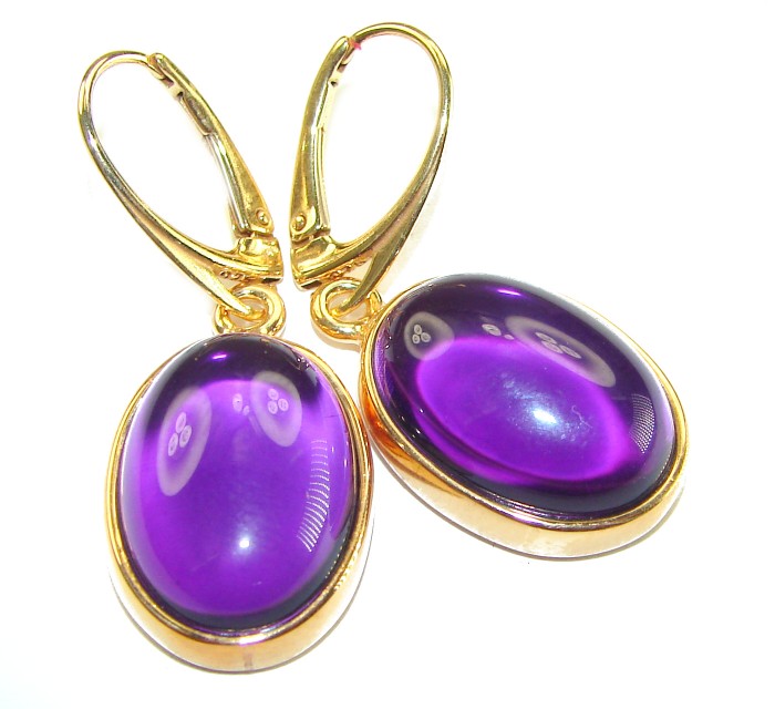 Lavender Beauty authentic 10.2 carat Amethyst 14K Gold over .925 Sterling Silver handcrafted earrings