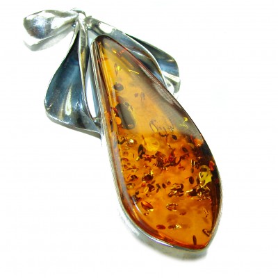 Prehistoric Authentic Baltic Amber .925 Sterling Silver beautifully handcrafted Pendant