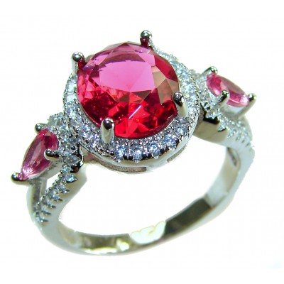 Spectacular Authentic 5.3 carat Ruby .925 Sterling Silver handmade Cocktail Ring s. 6 1/2