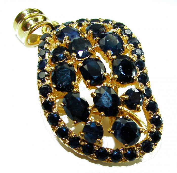 Melody - Vintage Design 10.4 CARAT Sapphire 18K Gold over .925 Sterling Silver handcrafted Pendant
