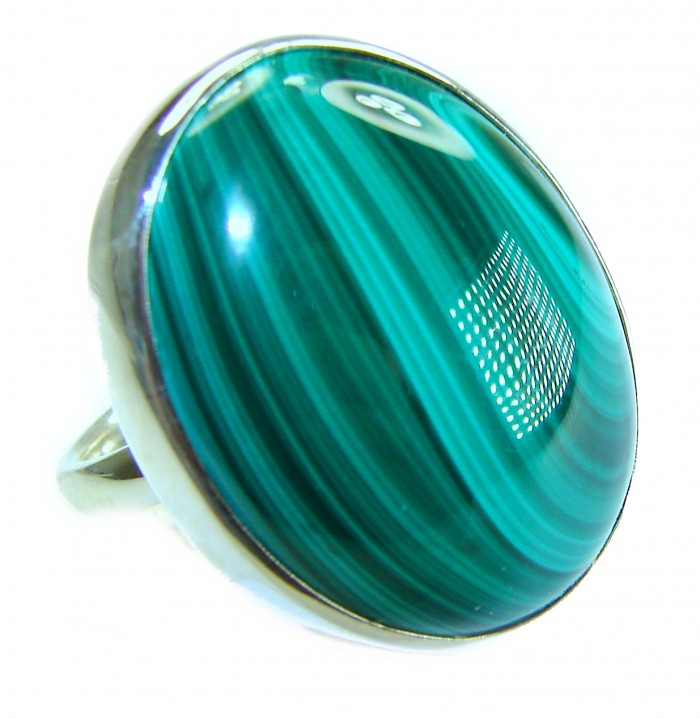 The best quality 20.2 CARAT genuine Malachite from Ural Mountains .925 Sterling Silver handcrafted ring size 7 adjustable