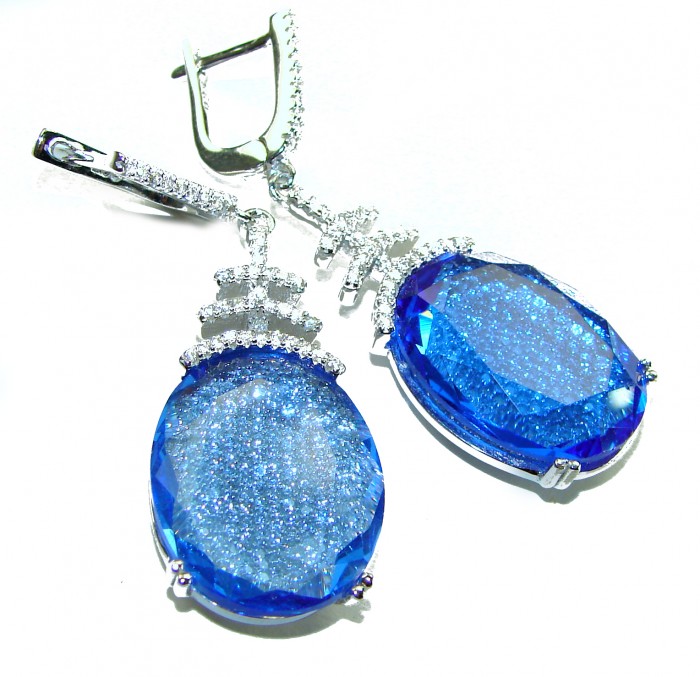 Pacifica 18.5 carat authentic Blue Topaz .925 Sterling Silver Handcrafted Earrings