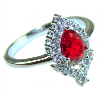 Spectacular Authentic 4.3 carat Ruby .925 Sterling Silver handmade Cocktail Ring s. 8