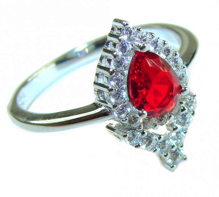Spectacular Authentic 4.3 carat Ruby .925 Sterling Silver handmade Cocktail Ring s. 8