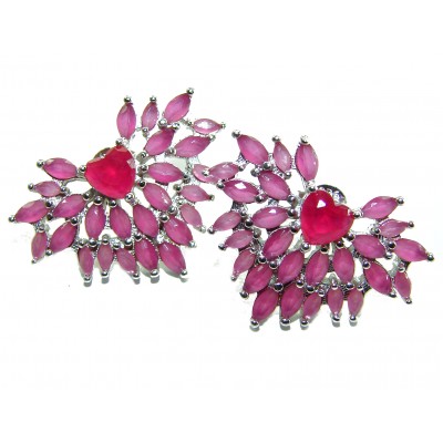 Precious Hearts 18.8 carat Brazilian Ruby .925 Sterling Silver handcrafted earrings