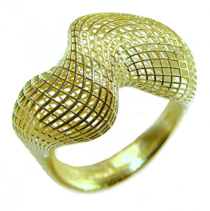 New Art 18k Gold over .925 Silver handcrafted Cocktail Ring s. 8 1/4