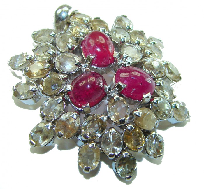 Deluxe 29.2 carat Ruby yellow Sapphire .925 Sterling Silver handmade Pendant