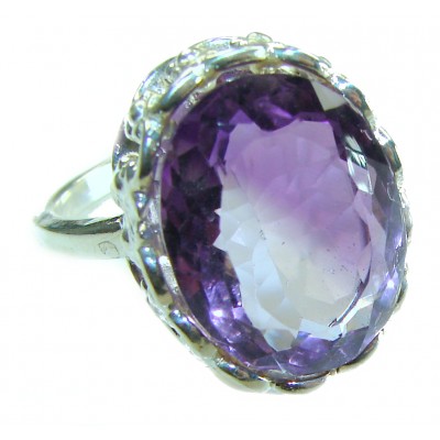 Purple Amethyst .925 Sterling Silver Handcrafted Large Ring size 7 1/4