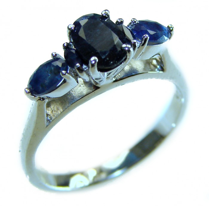 Precious 5.9 CARAT Sapphire .925 Sterling Silver Statement Ring s. 8 1/2