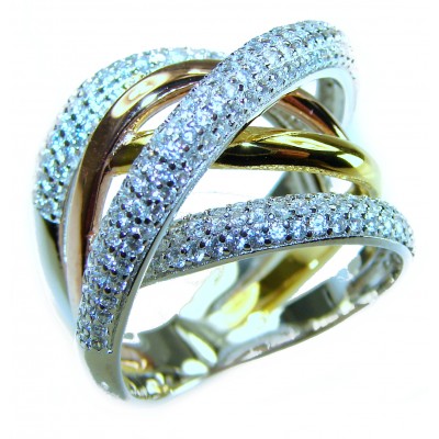 New Art 18k Gold over .925 Silver handcrafted Cocktail Ring s. 6