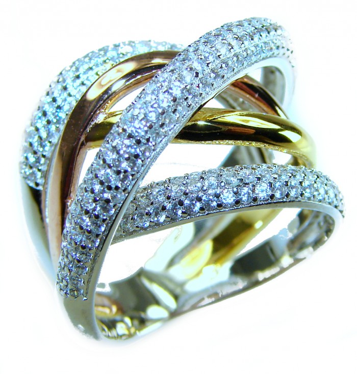 New Art 18k Gold over .925 Silver handcrafted Cocktail Ring s. 6