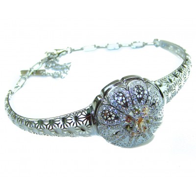 Aphrodite - Solid 2.5 multicolor Sapphire .925 Sterling Silver handcrafted Bracelet
