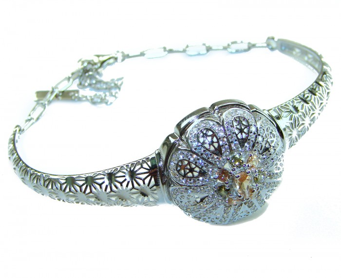 Aphrodite - Solid 2.5 multicolor Sapphire .925 Sterling Silver handcrafted Bracelet