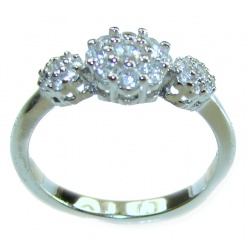 7.2 carat White Topaz 2 tones .925 Silver handcrafted Cocktail Ring s. 6