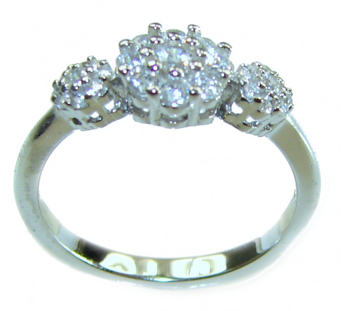 7.2 carat White Topaz 2 tones .925 Silver handcrafted Cocktail Ring s. 6