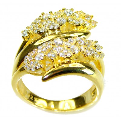 ELEGANT 4.8 carat White Topaz 14k Gold over .925 Sterling Silver brilliantly handcrafted ring s. 6 1/4