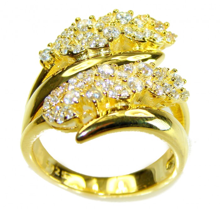 ELEGANT 4.8 carat White Topaz 14k Gold over .925 Sterling Silver brilliantly handcrafted ring s. 6 1/4