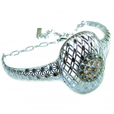 Aphrodite - Solid 4.5 multicolor Sapphire .925 Sterling Silver handcrafted Bracelet