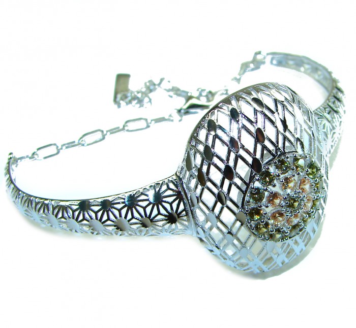Aphrodite - Solid 4.5 multicolor Sapphire .925 Sterling Silver handcrafted Bracelet