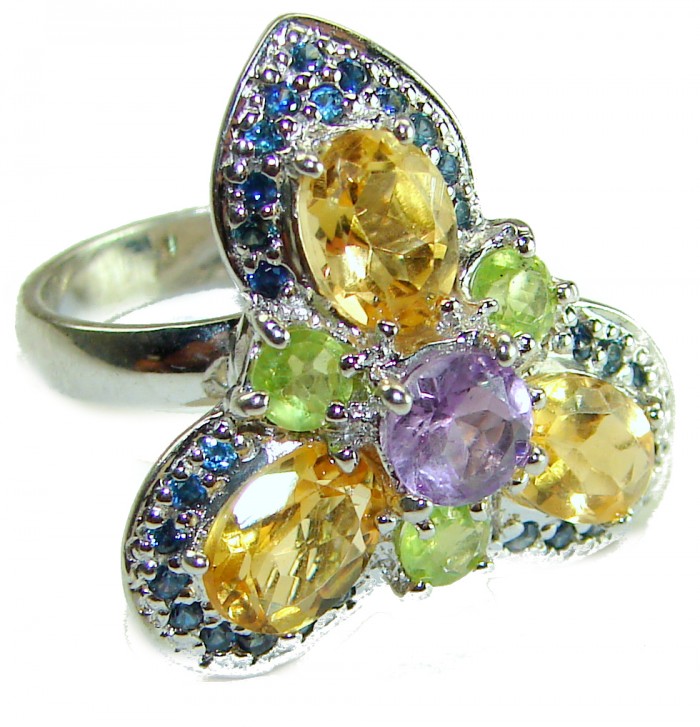 Golden Treasure 6.5 carat Citrine .925 Sterling Silver Handcrafted Ring size 7