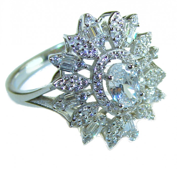 LUXURIOUS 10.2 carat White Topaz .925 Sterling Silver handcrafted Ring s. 7