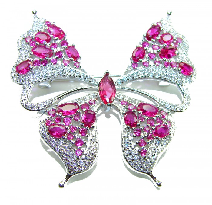 Butterfly - Vintage Design - 22.2 carat Ruby .925 Sterling Silver handcrafted Pendant & Brooch