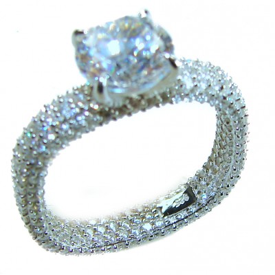 Precious 3.2 carat White Topaz .925 Silver handcrafted Cocktail Ring s. 7