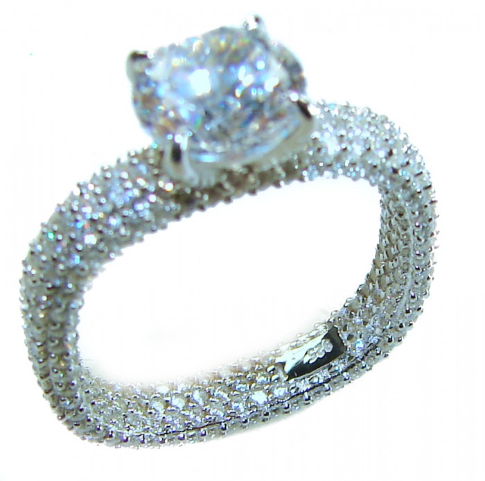 Precious 3.2 carat White Topaz .925 Silver handcrafted Cocktail Ring s. 7