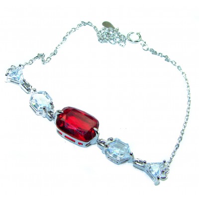 9.5 carat Ruby .925 Sterling Silver handmade Statement Bracelet