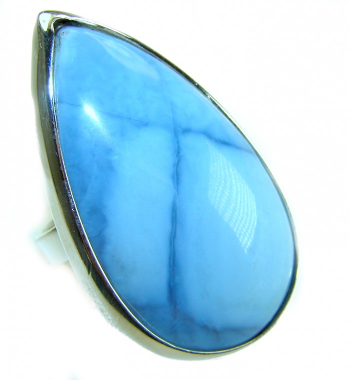 Rare and Spectacular 48.9 carat authentic Andean (Peruvian) Blue Opal .925 Sterling Silver Handcrafted Ring size 7