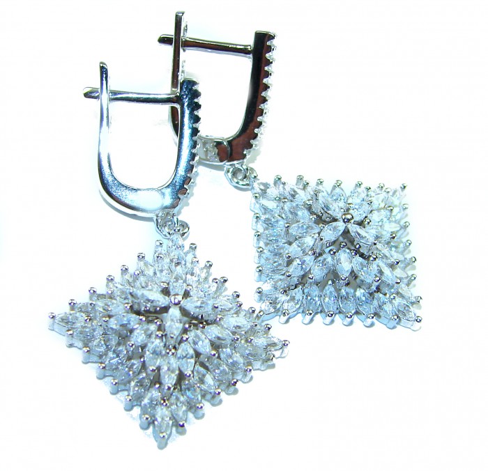 Allure Natural 16.2 carat White Topaz .925 Sterling Silver handcrafted earrings