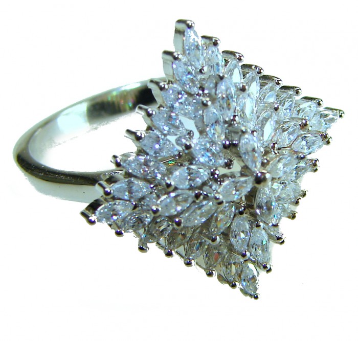 LUXURIOUS 5.2 carat White Topaz .925 Sterling Silver handcrafted Ring s. 8 1/4