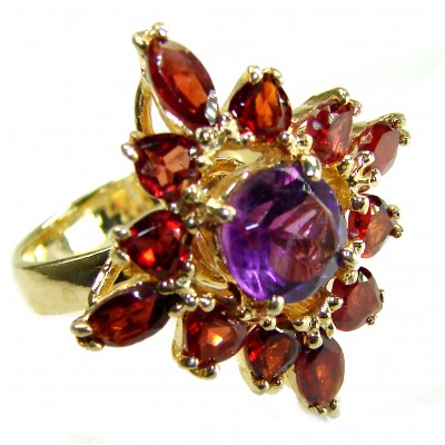 14.5 carat Amethyst 14K Gold over .925 Sterling Silver Handcrafted Huge Ring size 7