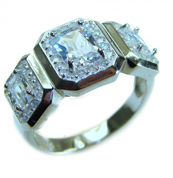 LUXURIOUS 8.2 carat White Topaz .925 Sterling Silver handcrafted Ring s. 7