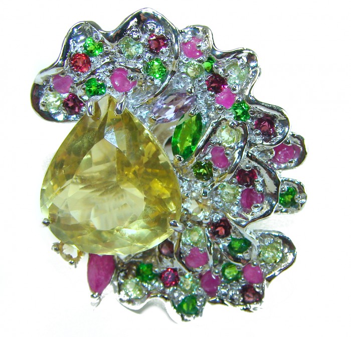 Allure 42.5 carat Citrine .925 Sterling Silver Handcrafted Huge Ring size 8