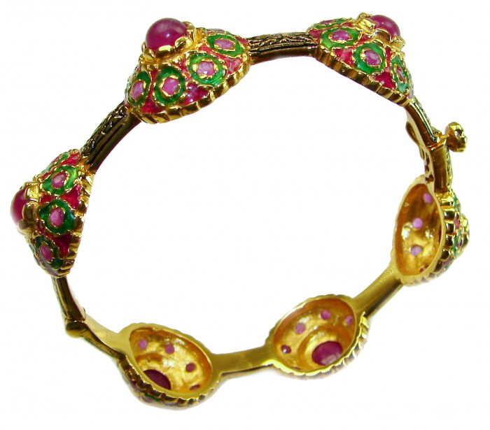 Victoria Authentic 20.5 carat natural Ruby .925 Sterling Silver brilliantly dipped in real 18K Gold handcrafted Statement Bracelet