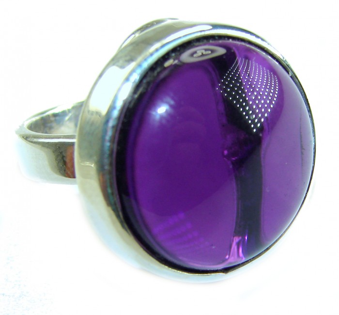 Purple Amethyst .925 Sterling Silver Handcrafted Large Ring size 8 adjustable