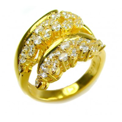 Precious Leaf 10.2 carat White Topaz .925 Silver handcrafted Cocktail Ring s. 7