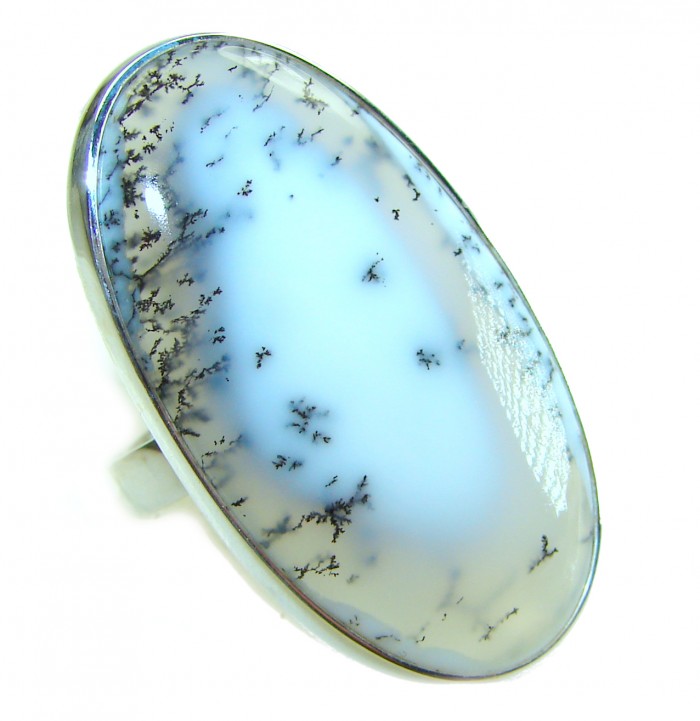 Top Quality Dendritic Agate .925 Sterling Silver handcrafted Ring s. 7 ADJUSTABLE