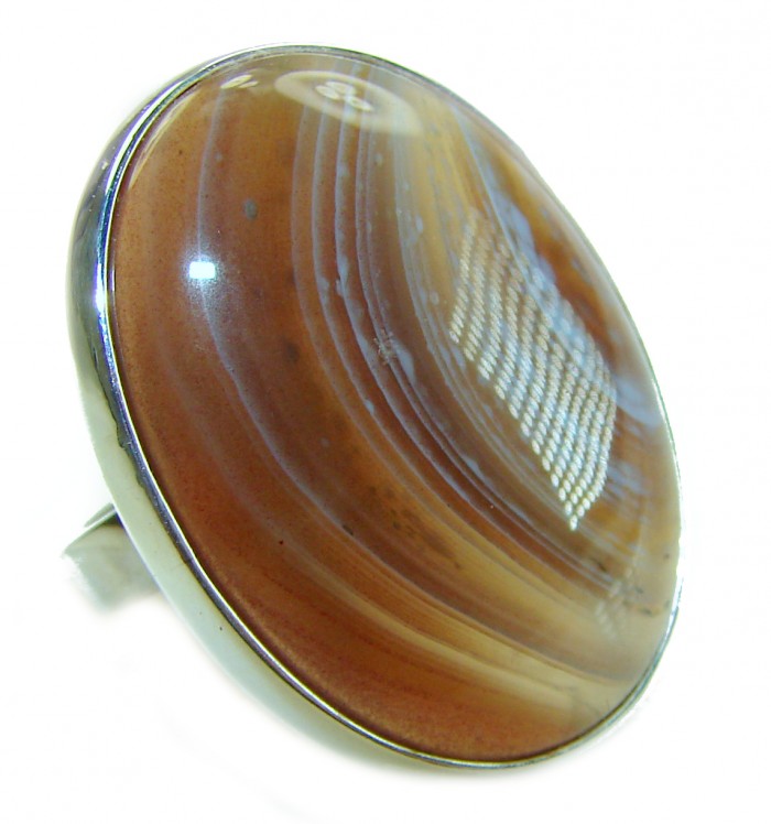 Sahara Dune Top Quality Botswana Agate .925 Sterling Silver handcrafted Ring s. 8 adjustable