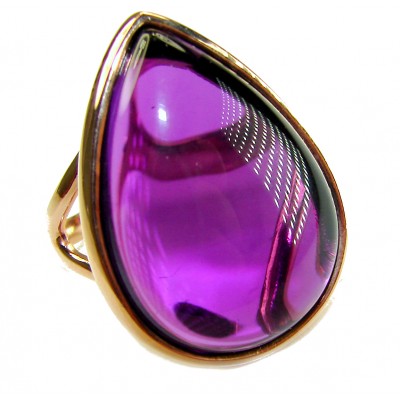 Purple Drop 22.2 carat Amethyst 14K Gold over .925 Sterling Silver Handcrafted Large Ring size 7