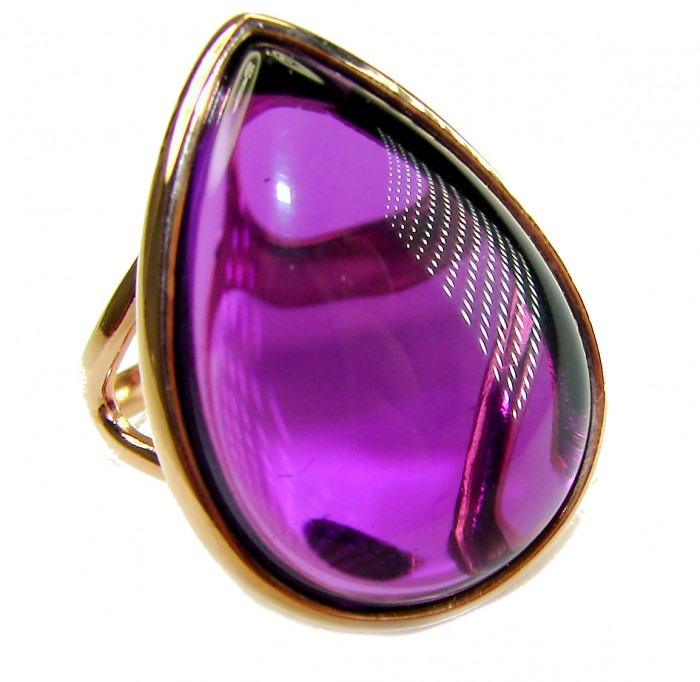 Purple Drop 22.2 carat Amethyst 14K Gold over .925 Sterling Silver Handcrafted Large Ring size 7